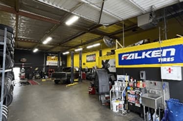 Service bays inside the Silver City Tire & Service shop